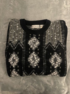 Saturdays Vintage Sweater Men s Size M Timeless Black,  White, Grey