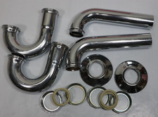 2 Sets Dearborn Brass Tubular P-Traps 1-1/4", Part No. 2700 Chrome Plated Brass
