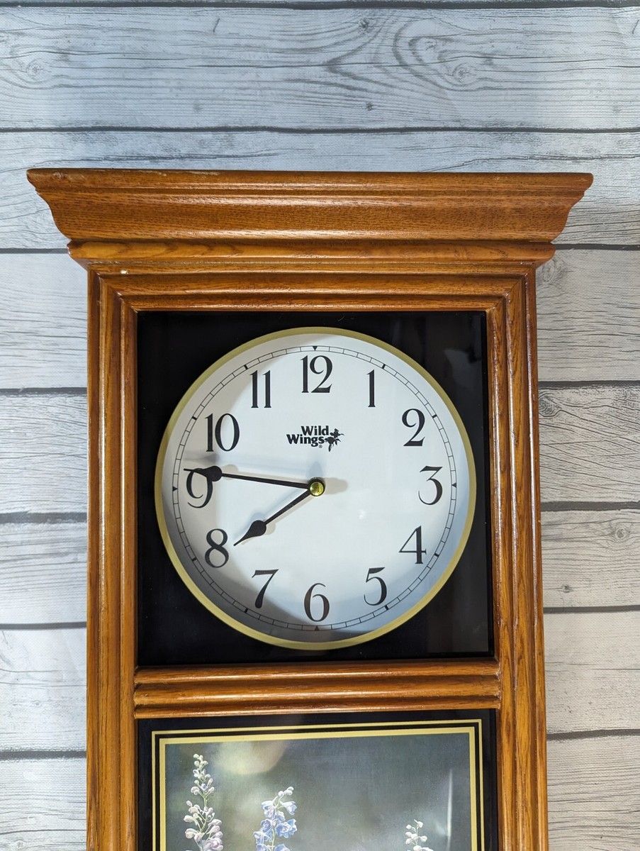 Rare Vintage Wild Wings Regulator Oak Wood Wall Clock Rare Vintage Wild Wings Regulator Oak Wood Wall Clock