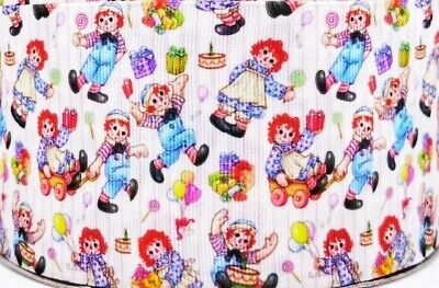 7//8/" 2 YARDS Raggedy Ann /& Andy Grosgrain Ribbon Scrapbook Crafts Hair Bow Cards