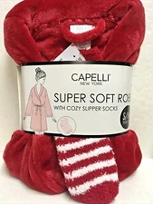 CAPELLI NEW YORK super soft robe w/ cozy Slipper socks New with Tag choose Size