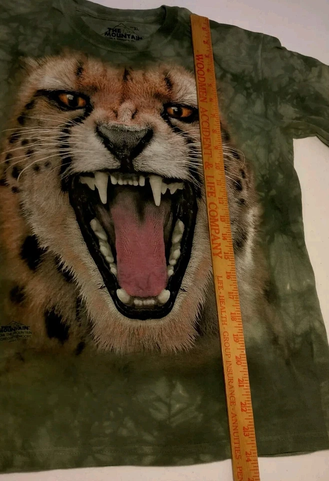 Camiseta The Mountain Leopard Face Juvenil XL Verde Tie Dye Animal Gato Naturaleza Foto 4 de 4