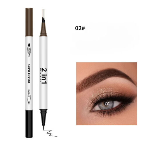 2 in1 Double Head Eye liner Brow Pencil Make up Waterproof Eyeliner Eyebrow Pen - Picture 9 of 16