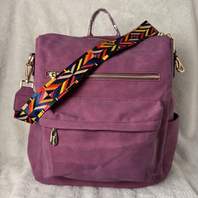 Faux/Vegan Leather Purple Backpack or Diaper Bag with Guitar Strap Soperwillton