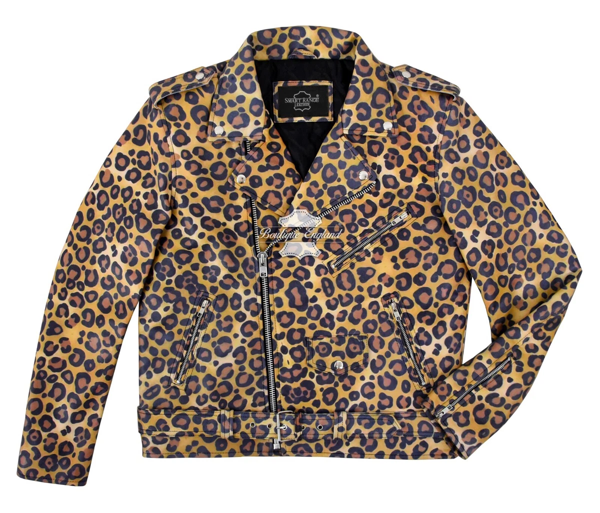 Animal print shop biker jacket