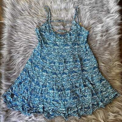 BCNU Dress Sz S Short Mini Lace Fit and Flare Sleeveless Blue Abstract Womens