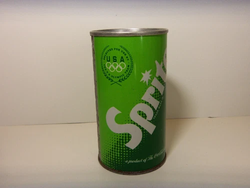 (COCA COLA) SPRITE US OLYMPICS 12 oz STEEL CAN ZANESVILLE, OHIO VINTAGE