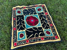 Vintage Uzbek hand embroidered Red suzani (35 x 35 inch)  90 x 90 cm