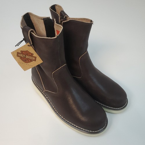 Harley-Davidson Aldredge 8 Zoll Braun Leger Reißverschluss Stiefel D10008 US Herren Größe 10M - Bild 14 von 14