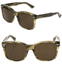 GUCCI GG0050S 0050 Classic Square Brown Horn Stripe Sunglass Vintage Unisex 003