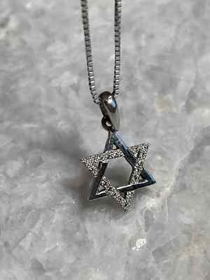 Diamonds Star of David Necklace, 14k Gold, Dimonds Magen David pendant