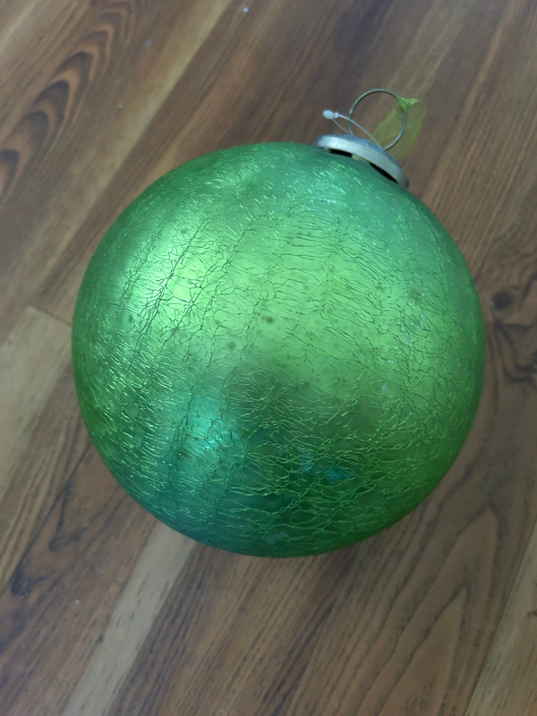 Antique Green Glass 9" German Kugel Christmas Ornament India Large