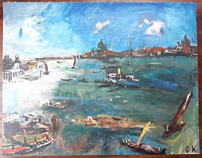 Alter Kunstdruck, Oskar Kokoschka, Ansicht von Venedig, 1924, Meister, Rarität