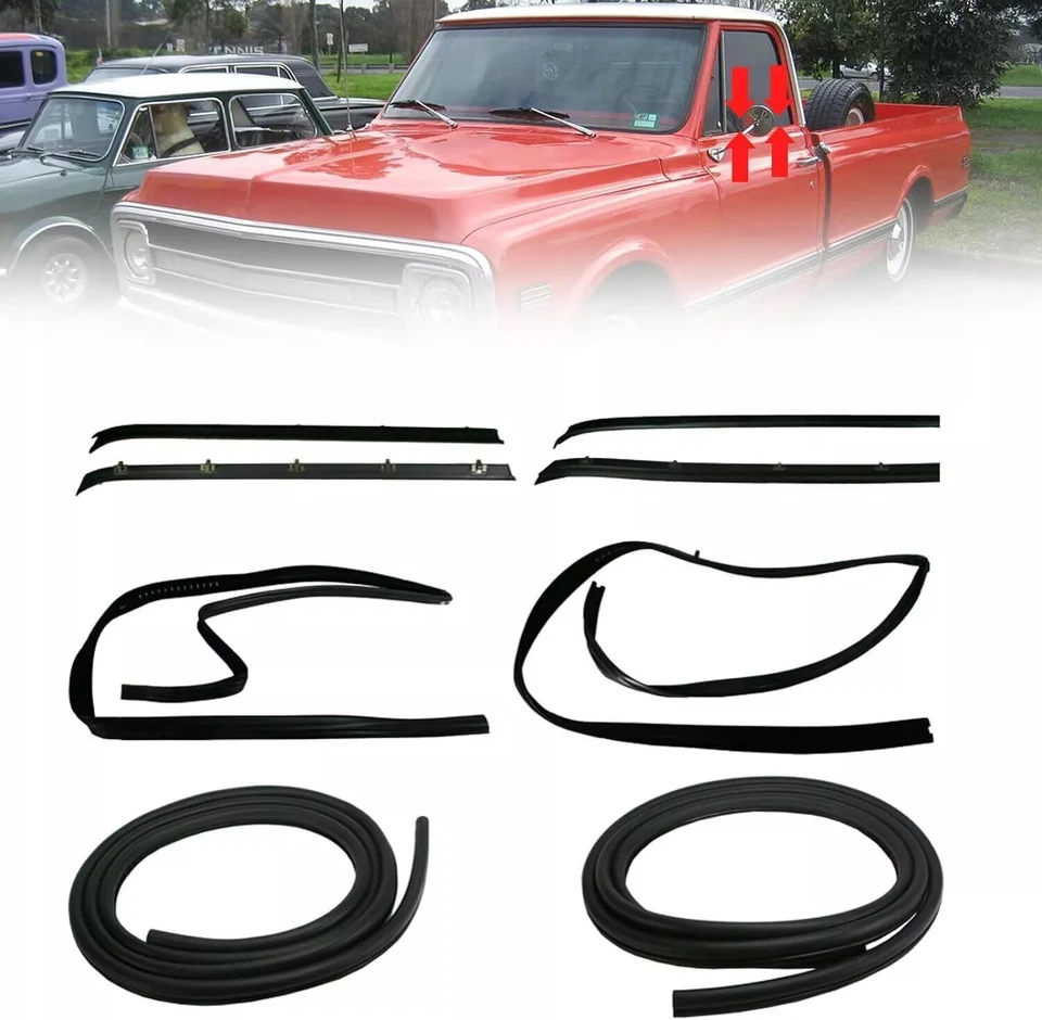 Kit para camioneta Chevy GMC puerta delantera ventana barrido fieltros resistencia a la intemperie juego de sellos Foto 2 de 4