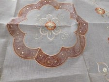 New lightweight Table Cover 34" X 34" Square embroidered floral design Brown
