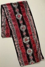 % A Brown Pink & White Absract Flower Design Vintage Cotton Scarf