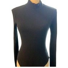 Altar'd State Black Mock Neck Ribbed Body Suit Size Small