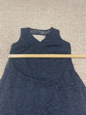 Blu Sage Navy Blue Lace Overlay Dress Size 14W Wedding Cocktail Party | eBay