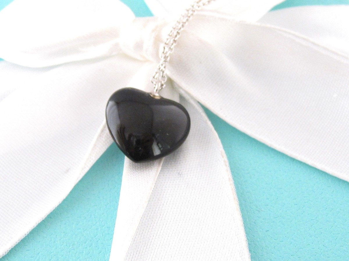 TIFFANY & CO SILVER BLACK ONYX HEART NECKLACE | eBay
