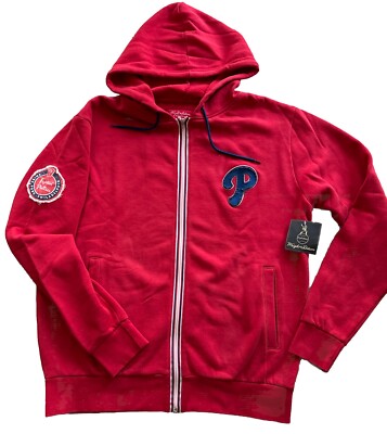 Fightin Phillies Wright &Ditson Retro Logo Zip Up Hoodie Men s Size X-Large Red