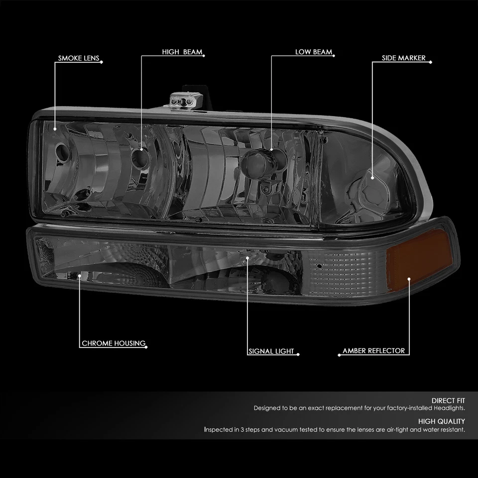 PARA CHEVY S10/BLAZER 1998-2004 FARO AHUMADO/ÁMBAR + LUZ DE SEÑAL DE PARACHOQUES Foto 2 de 4