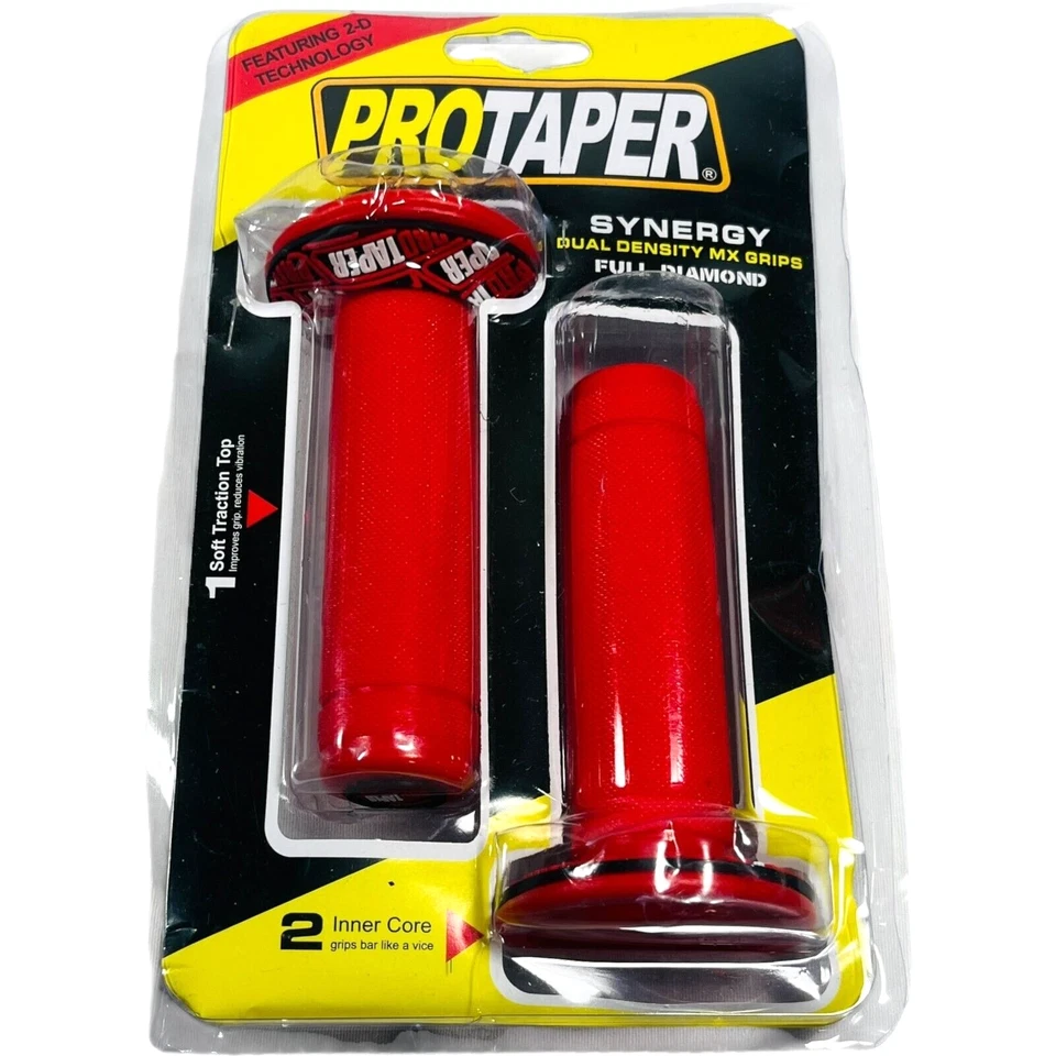 PROTAPER Full Diamond MX Grips - Motorcycle Grips - RED - NEW & Sealed - Image 2 of 4