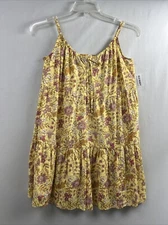 OLD NAVY Slip Dress Cami Floral Tiered Spaghetti Straps Yellow Size XS NEW