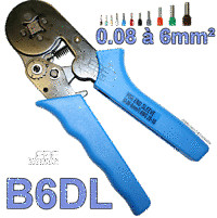 Pince à sertir auto-ajustable B6DL pour embout de câblage 0.08-6 mm² en acier carbone noir