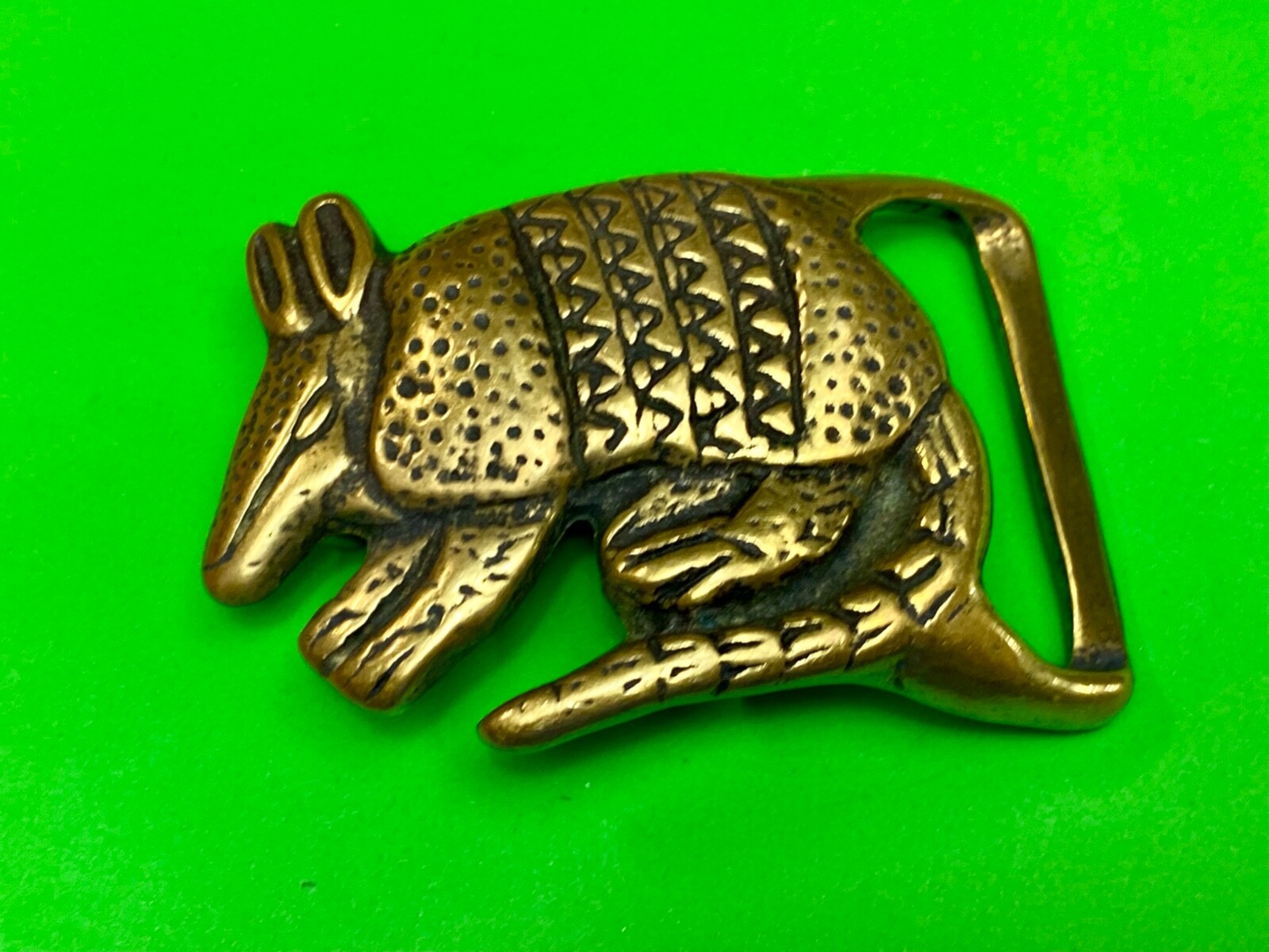 Armadillo Solid Brass Vintage Hippy style Figural Tri… Gem