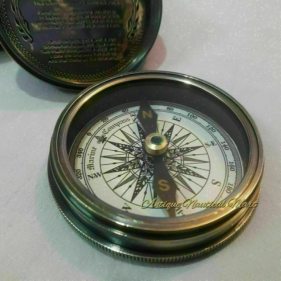 Nautical Brass Compass Stanley London 1885 With Leather Cover Antique Item Gift - Изображение 4 из 4