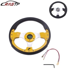 Gold Universal 13” 320MM PVC 6 Hole Car Steering Wheel with Horn Button