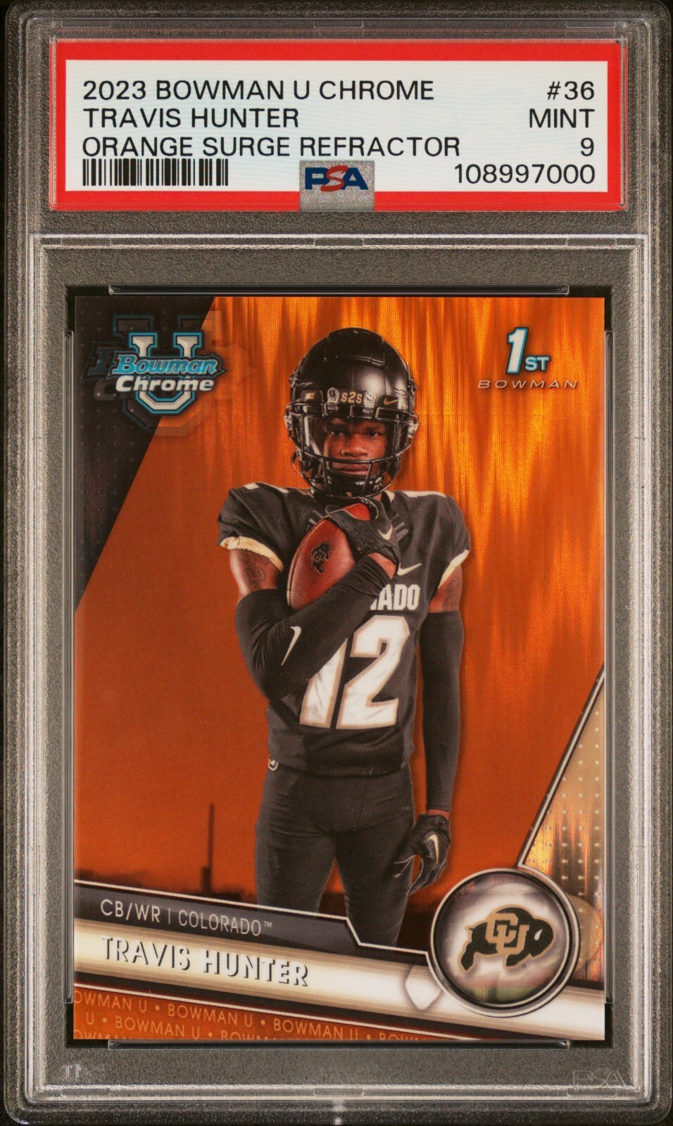 PSA 9 2023 Panini Bowman U Chrome Travis Hunter Orange Surge /25 #36