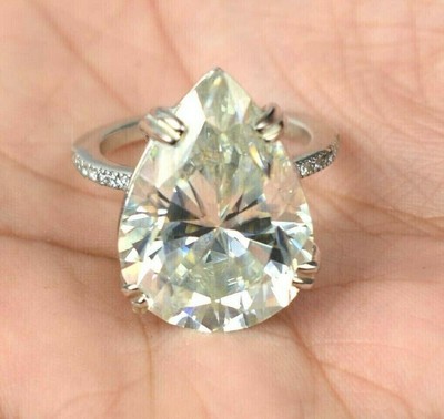 4.00 Ct Certified Pear Shape Natural Diamond White Gold Finish Engagement Ring