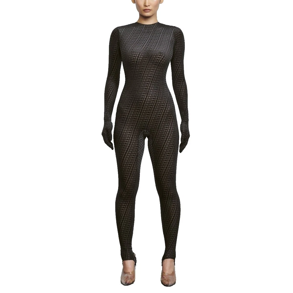 Комбинезоны и ромперы для женщин нейлоновый комбинезон Catsuit черные