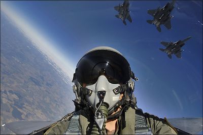 Poster, Many Sizes; F-15E Strike Eagle F-15 Pilot And Three-Ship Formation