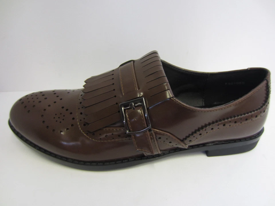 Mujer Negro/Marrón/Rojo Spot On sin Cordones Zapato Oxford Estilo Tallas Ru 3 - - Imagen 4 de 4