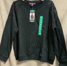   Gloria Vanderbilt Crewneck Lace Sweatshirt -Black- Size XL 16-18   