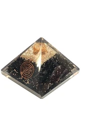 Natural Black Tourmaline Orgone Pyramid 3in LG 75mm EMF & 5G Orgone Protection