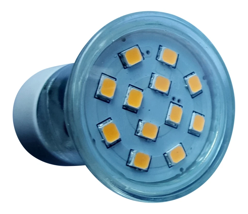 GU10 MINI 35 MM 12 SMD LED 2835 240V 2W 180LM WARMWEISS GLÜHBIRNE GLASABDECKUNG ~30W - Bild 2 von 4