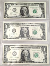 1999 Rare $1 New York B Fed Res ✫Star✫ 5 Consecutive Notes Fr 1924-B* Gem Unc