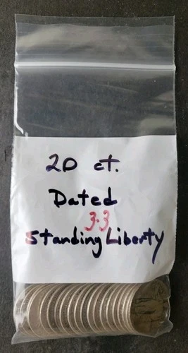 Bag of 20 25c Standing Liberty Silver Quarter Dollars with Dates