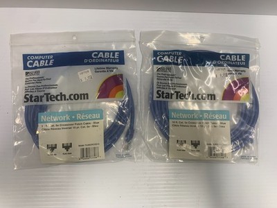 Lot of (2) Startech 10FT CAT5e Crossover Cable RJ-45 Internet Cord Blue