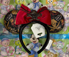 Authentic Disney Parks Pirates of the Caribbean Red Bow Mickey Ears Headband New