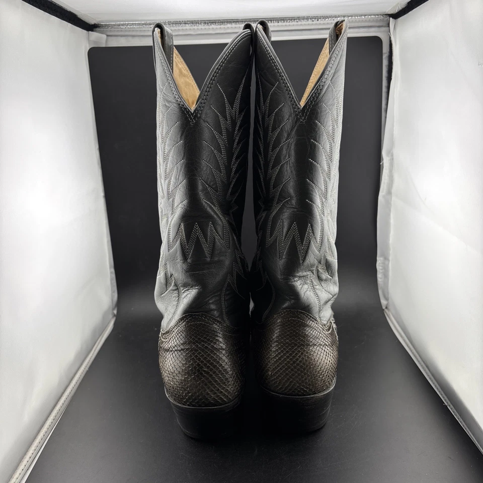 Botas Nocona 8 1/2D cinza pele de cobra píton couro exótico rodeio ocidental! - Imagem 4 de 4