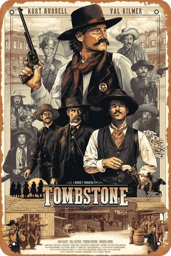 Tombstone West Cowboy Movie Poster Retro Tin Metal Signs Home Décor 8x12 Vintage