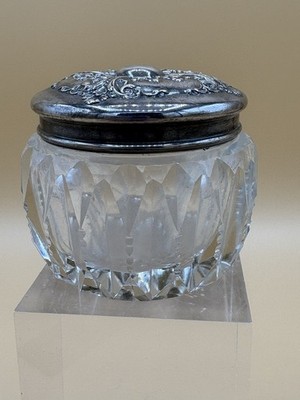 Antique Dresser Jar with Sterling Silver Lid