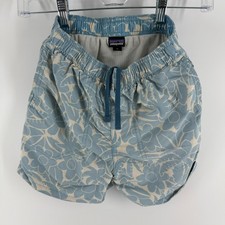 Patagonia Baggies Shorts Girls M 10 Blue White Tropical Print Quick Drying