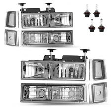 For 94-00 Chevy Silverado C10 C/K 1500 2500 3500 Bumper Lamp Headlight w/Bulbs
