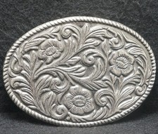 XC03146 REALLY NICE VINTAGE 1970s FLORAL ARTWORK NATURE UNISEX BELT BUCKLE