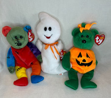 TY Beanie Babies Halloween lot of 3: Spooky Ghost, Frankenteddy  Tricky w tags